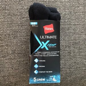 NWT Hanes Ultimate XTemp 5-pk. black crew socks